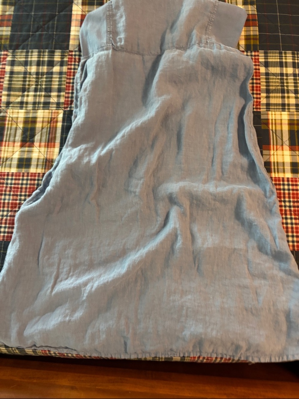 Flax Light Blue Linen Tank dress with Seamed Waist - Picture 8 of 8